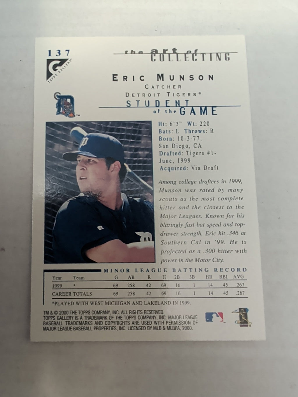 2000 Topps Gallery - Students of the Game Eric Munson #137