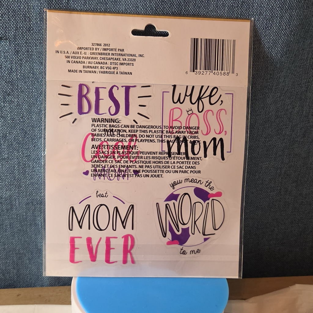 Crafters Square Mom Decorative Stickers 5pc Sheet