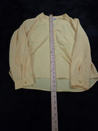 Nine West Petite XL PXL Yellow V-Neck Blouse Career Long Sleeve Pockets Popover