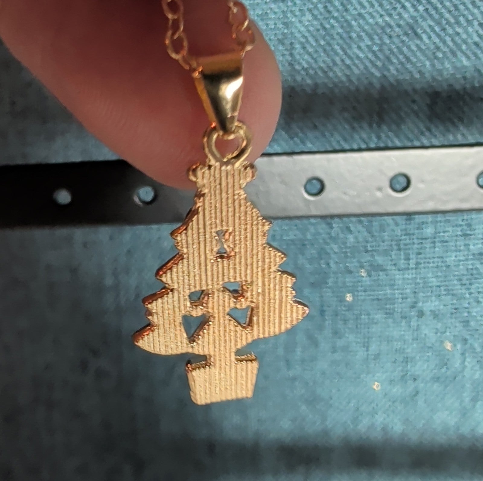 Christmas Tree Necklace Earring Set Gold Tone Enamel Holiday
