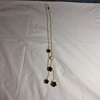 3PC Jewelry Set Black White Gold Tone Necklace Bracelet Earrings