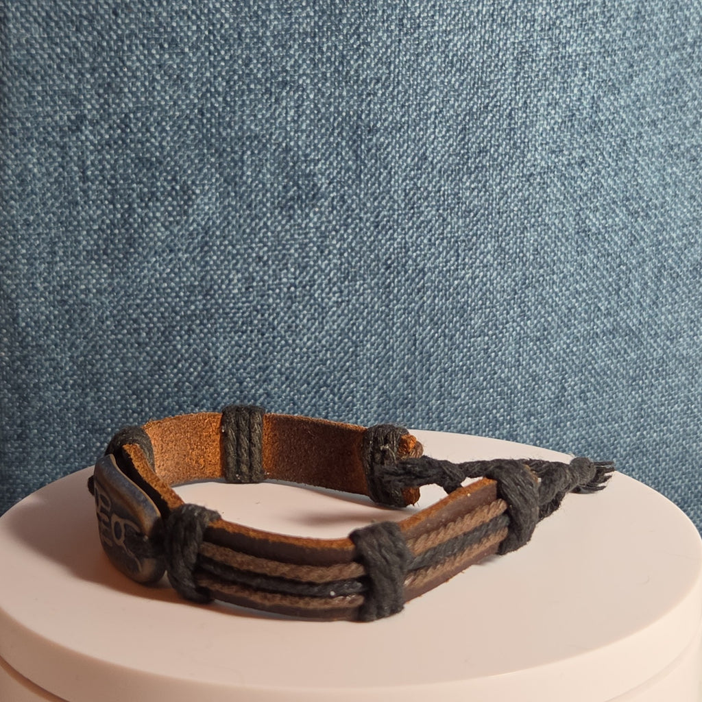 Leather Hemp Tribal Wrap Bracelet
