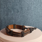 Leather Hemp Tribal Wrap Bracelet