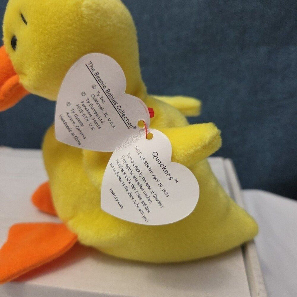TY Beanie Baby QUACKERS the Duck 1994 Mint Plush Mint Tags Vintage Yellow Plush