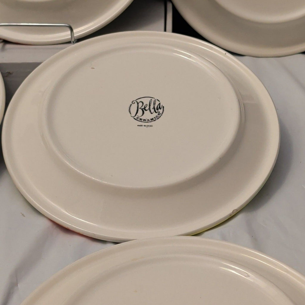 Bella Ceramica Alfresco Fruit Dinner Plates 10 in Hand Painted Set of 7