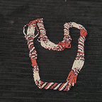Multi-Strand Seed Bead Twisted Necklace Red Black Boho EUC