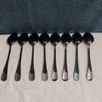 Set of 8 Black Stainless Steel Spoons 18/0 Modern Onyx Flatware Table Spoons Set