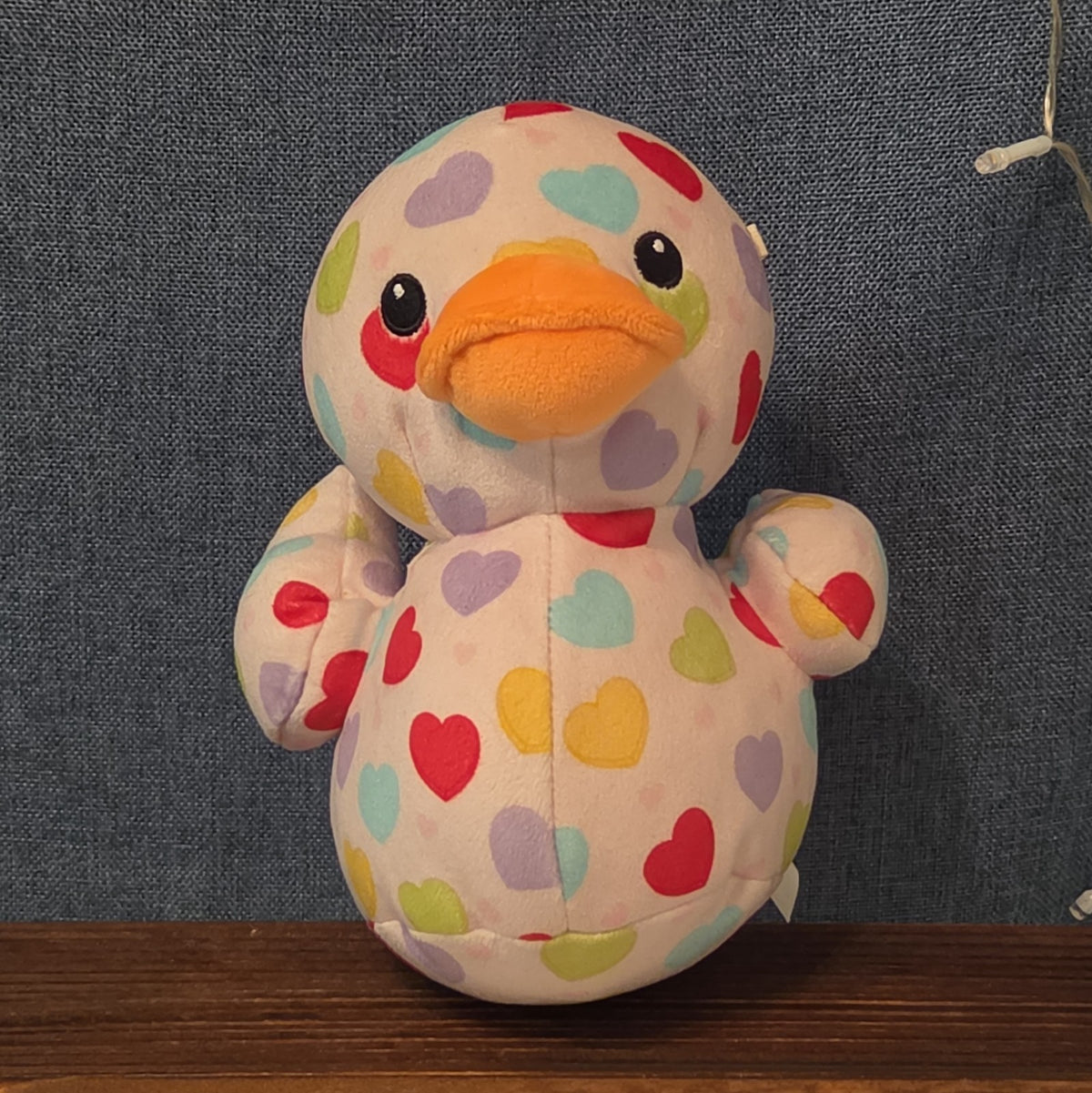 Way To Celebrate Duck Plush Heart Print Pastel Kawaii