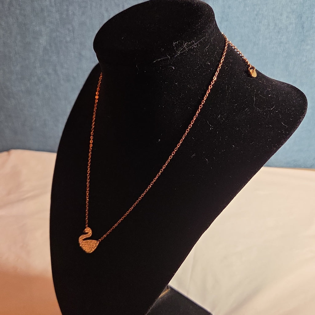 Rose Gold Tone Swan Pendant Stainless Steel Coquette NWT