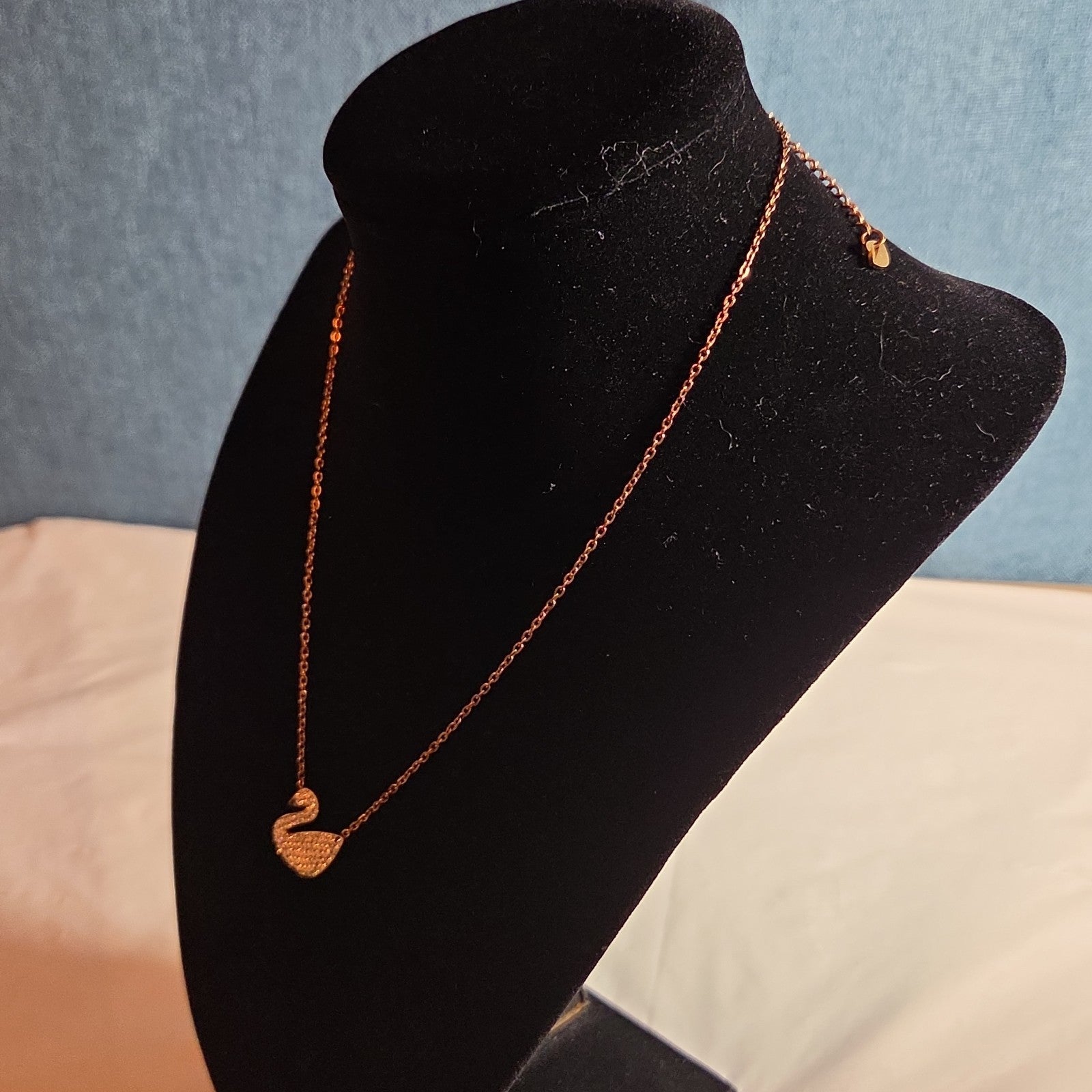 Rose Gold Tone Swan Pendant Stainless Steel Coquette NWT