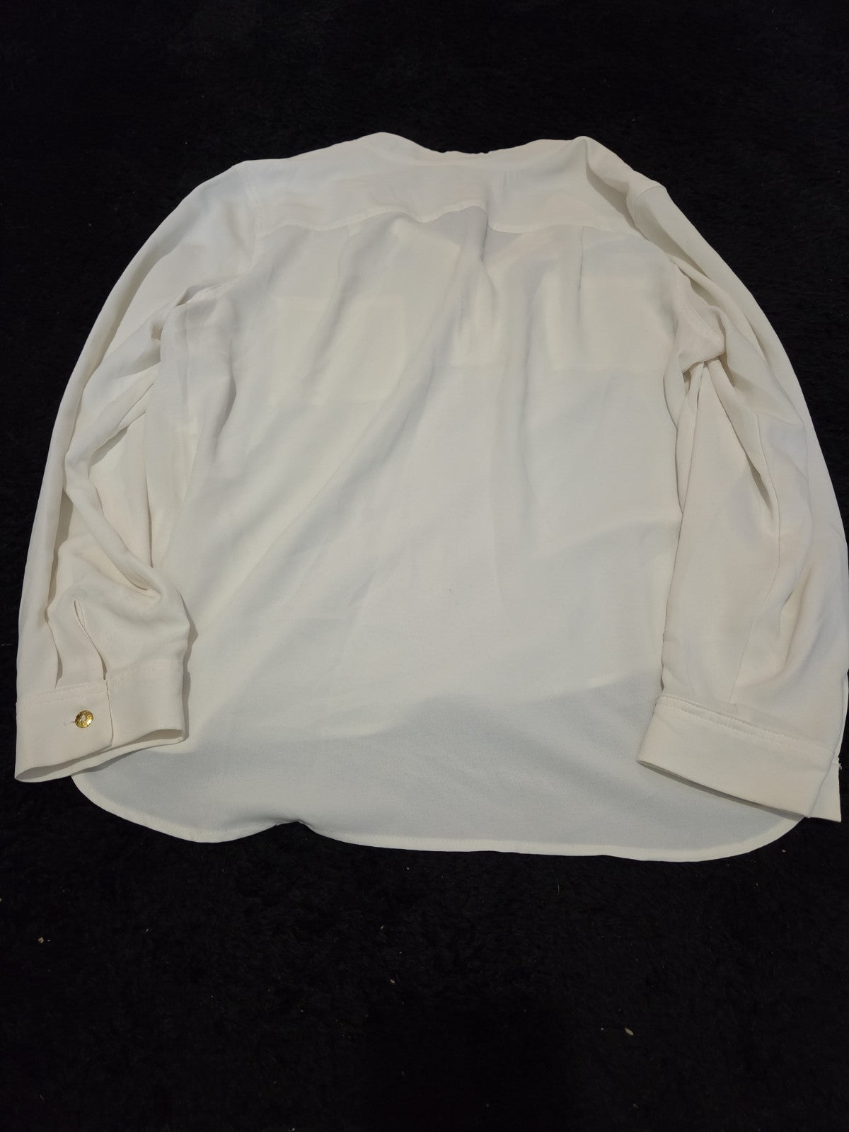 Nine West Blouse White Pocket Split Neck Career Top Gently Used Size PXL