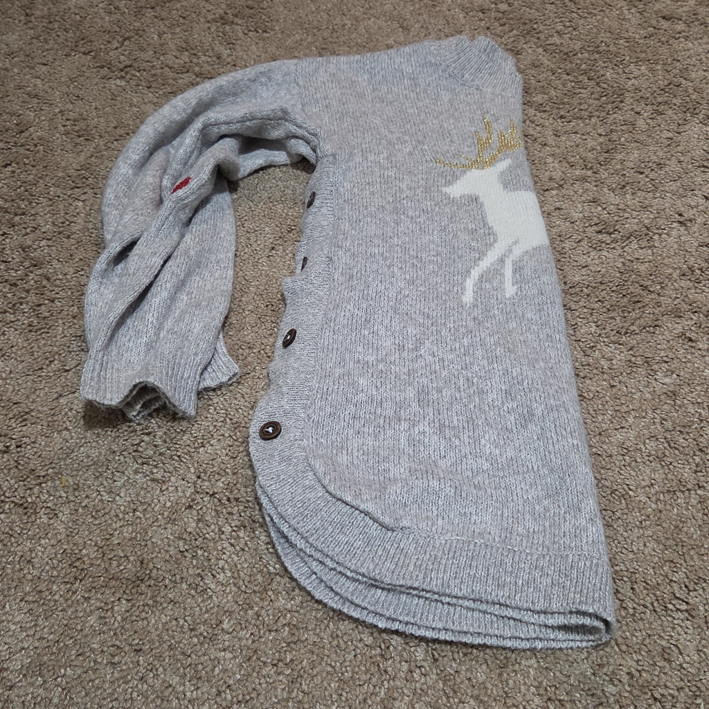 Hatley Girls Reindeer Knit Dress Size 10 Holiday Winter Sparkly Grey