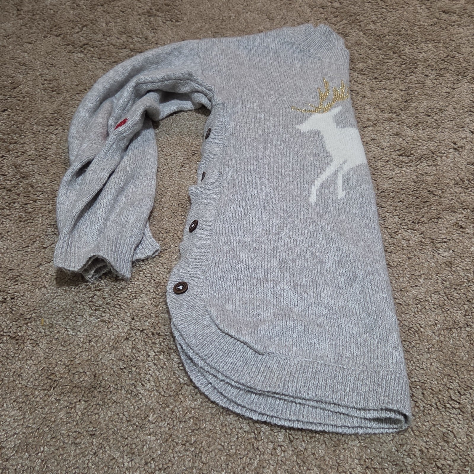 Hatley Girls Reindeer Knit Dress Size 10 Holiday Winter Sparkly Grey