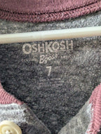 OshKosh B'gosh Boys Shirt Size 7 Henley Raglan Gray Maroon Varsity Stripe