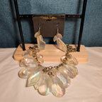 Traci Lynn Iridescent Statement Bib Necklace Earring Set Vintage Style