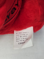 Vintage 1986 Crayola Teddy Bear Plush | Red Crayon Shirt | 7" Stuffed Animal |