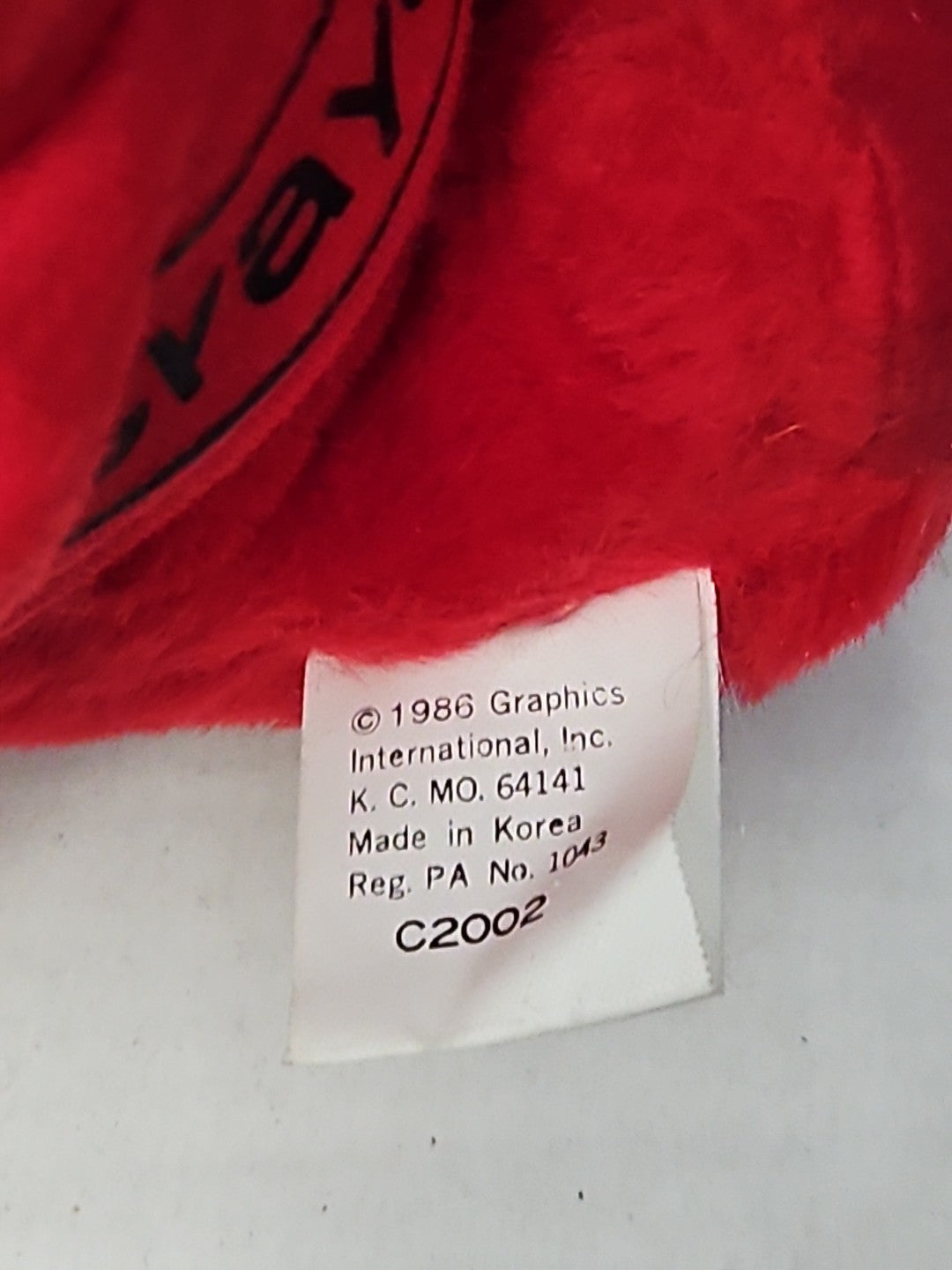 Vintage 1986 Crayola Teddy Bear Plush | Red Crayon Shirt | 7" Stuffed Animal |