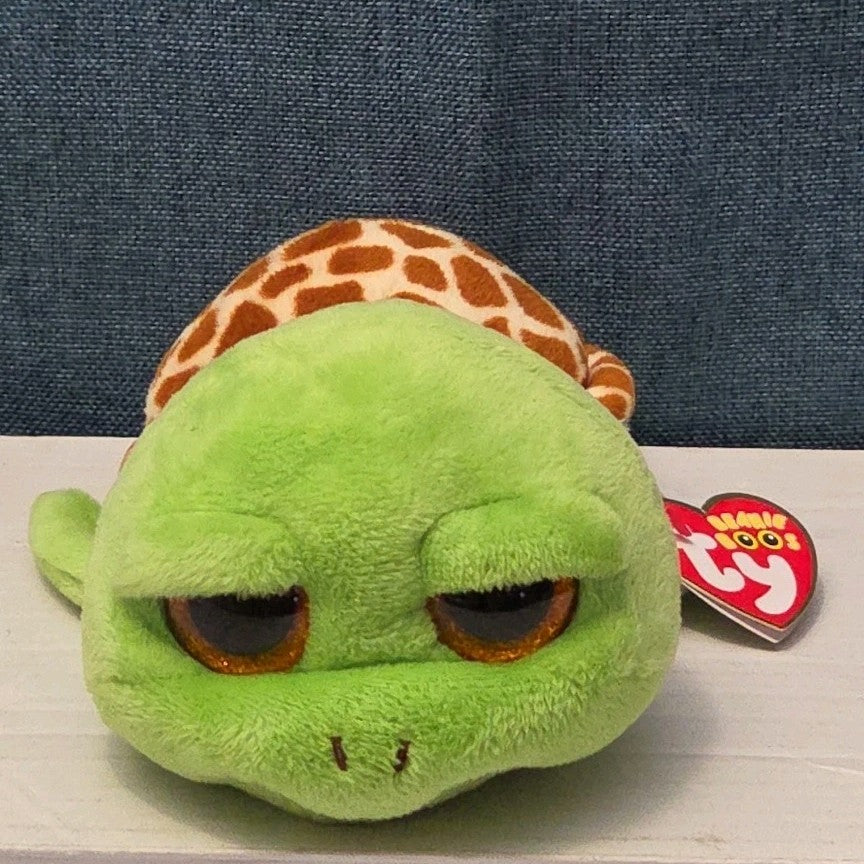 Ty Beanie Boos Zippy Green Turtle 6" Stuffed Animal Toy Gold Glitter Eyes MWMT