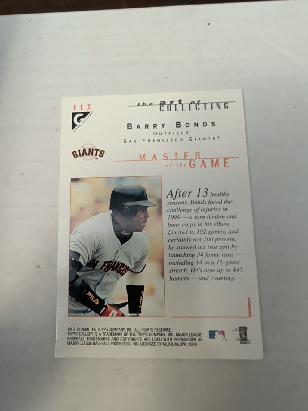 2000 Topps Gallery - Masters of the Game Barry Bonds #112