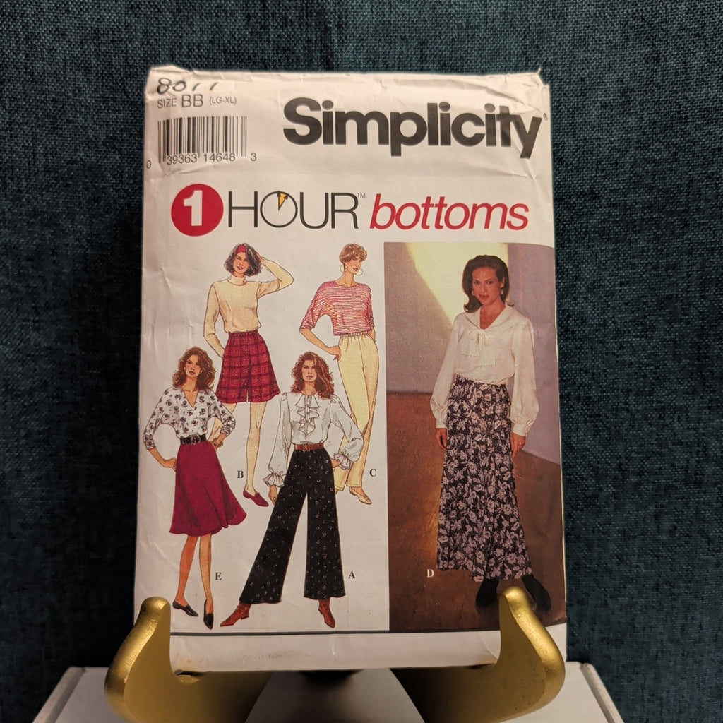 Simplicity 8677 Pattern Wide Leg Slim Pants Skirt Shorts 1989 Size BB LGXL Uncut
