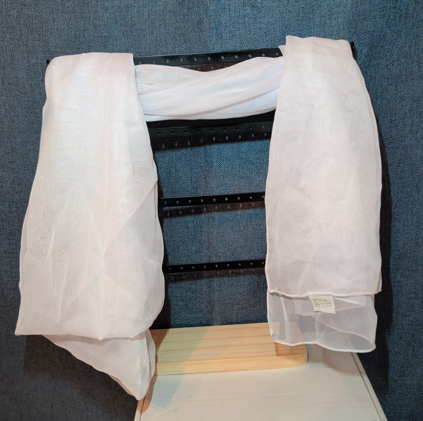 White Chiffon Evening Shawl Wrap Capelet Bridal Pre-Owned 67x21