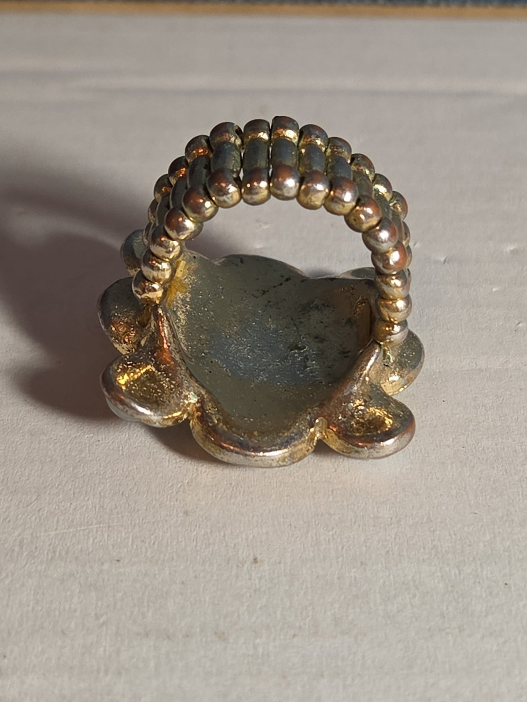 Sarah Coventry Pearl Rhinestone Flower Ring Vintage  Adjustable