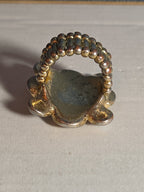 Sarah Coventry Pearl Rhinestone Flower Ring Vintage  Adjustable