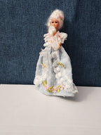 Vintage 5.5" Costume Doll | Blue Polka Dot Rococo Dress | Hard Plastic Souvenir