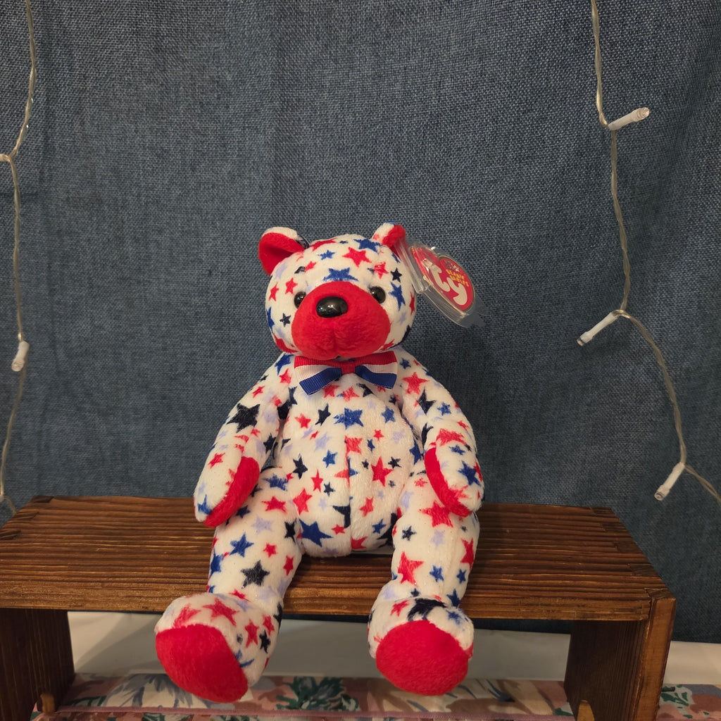 Ty Beanie Baby Red Patriotic Star Bear Plush 2003