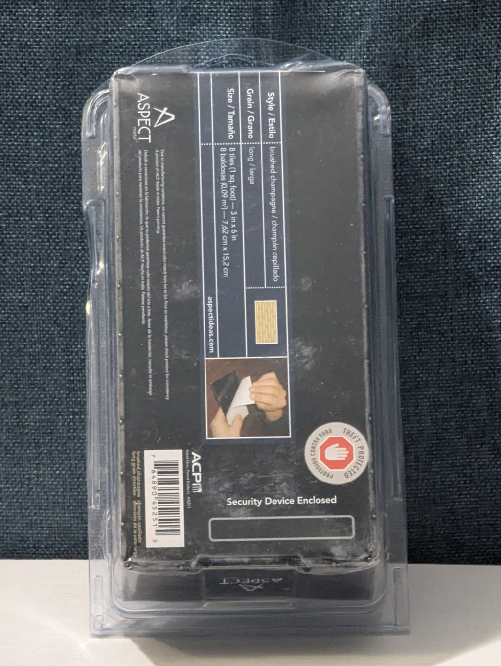 Aspect 3x6" Peel & Stick Metal Tile Brushed Champagne | A52-51 | 8 Pack 1 Sq Ft