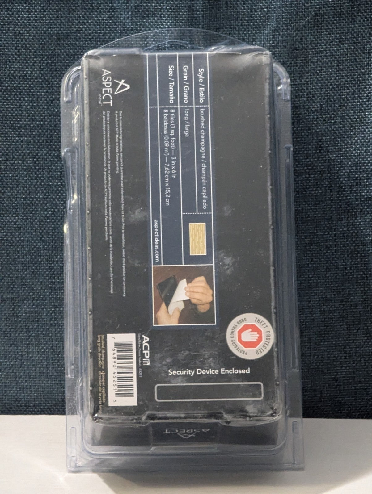 Aspect 3x6" Peel & Stick Metal Tile Brushed Champagne | A52-51 | 8 Pack 1 Sq Ft