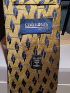 Vintage Edwards Michigan Silk Tie Gold Geometric Art Deco Men's Necktie 59"