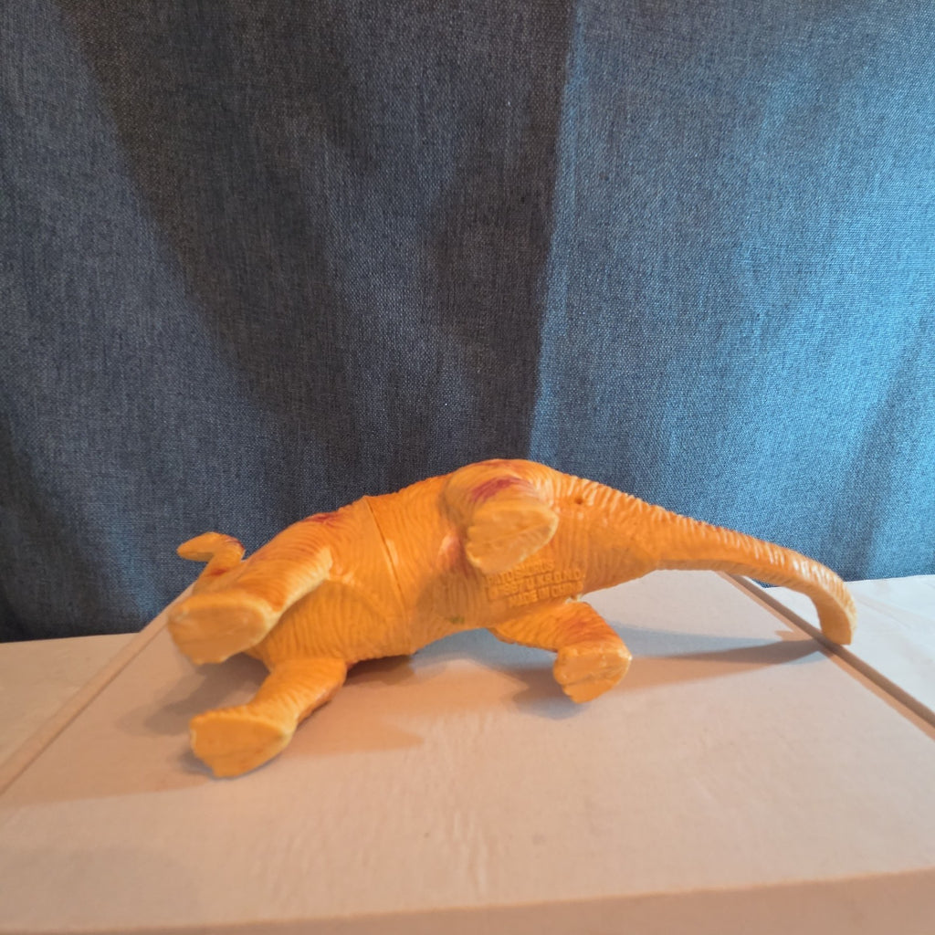 Apatosaurus Dinosaur Toy 11” Soft Vinyl Orange Red Stripe Brontosaurus Figure
