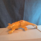Apatosaurus Dinosaur Toy 11” Soft Vinyl Orange Red Stripe Brontosaurus Figure