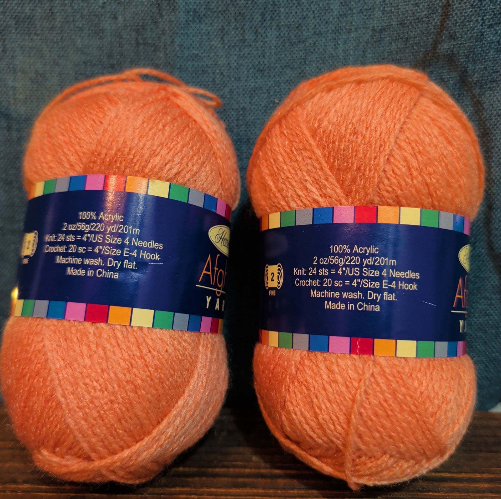 Herrschners Afghan Yarn 2 Ply Coral Rose Acrylic 2 Skein