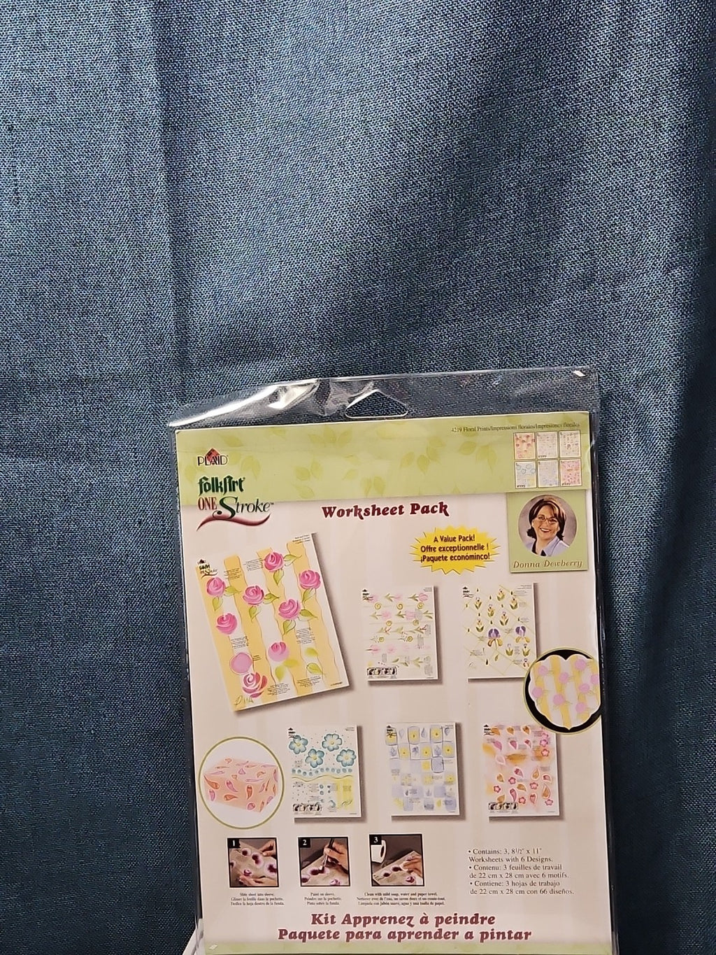 Set of 3 FolkArt One Stroke Painting Worksheet Packs | Flowers #4219 | Reusable