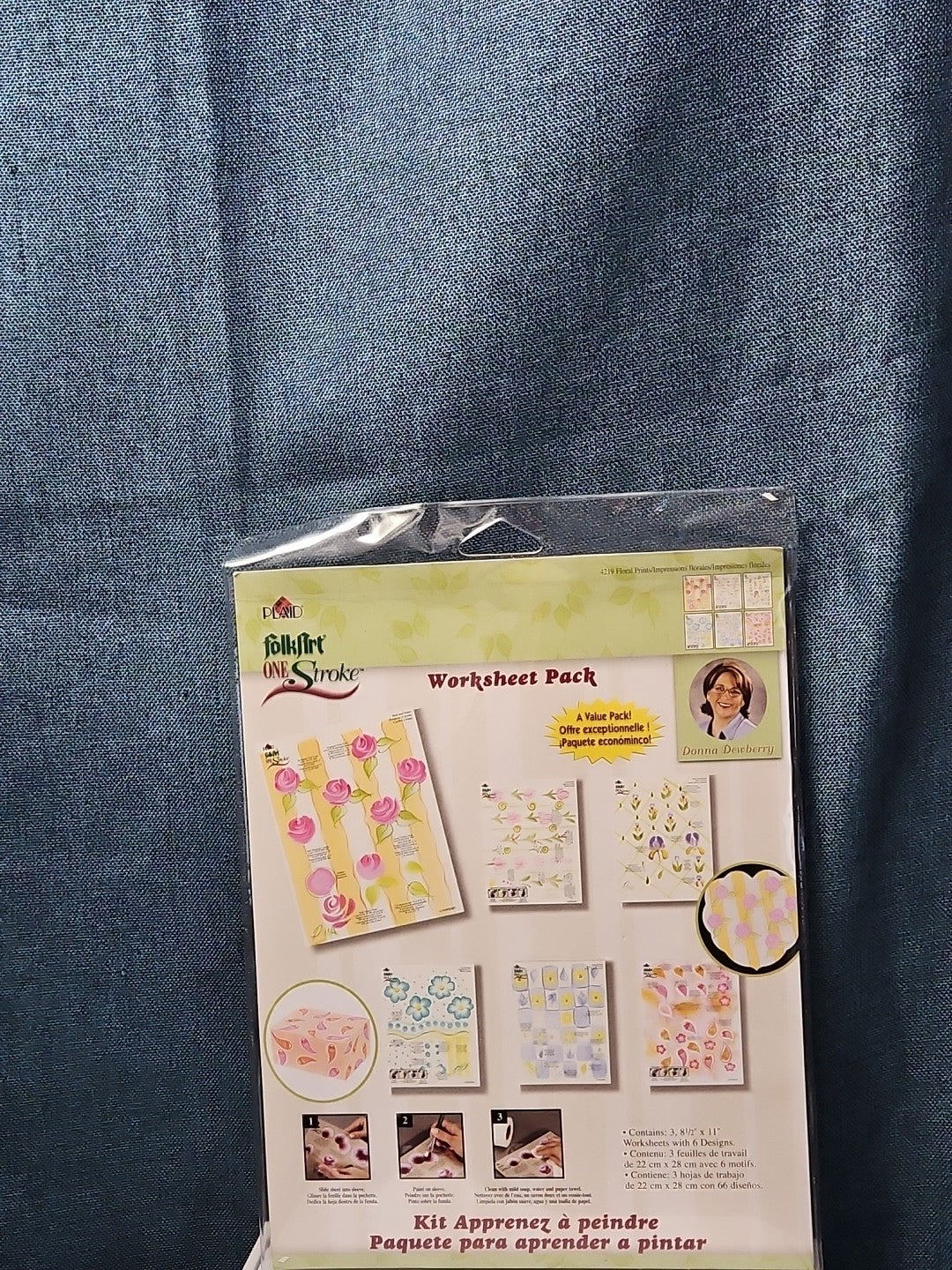 Set of 3 FolkArt One Stroke Painting Worksheet Packs | Flowers #4219 | Reusable