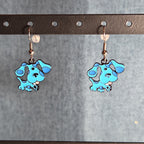 Blue Paw Print Dangle Earrings Cute Pet Lover Enamel Hook Drop Jewelry