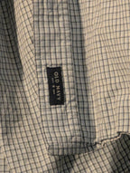 Old Navy Button Down Shirt Men's Large Blue White Grid Check Casual Cotton