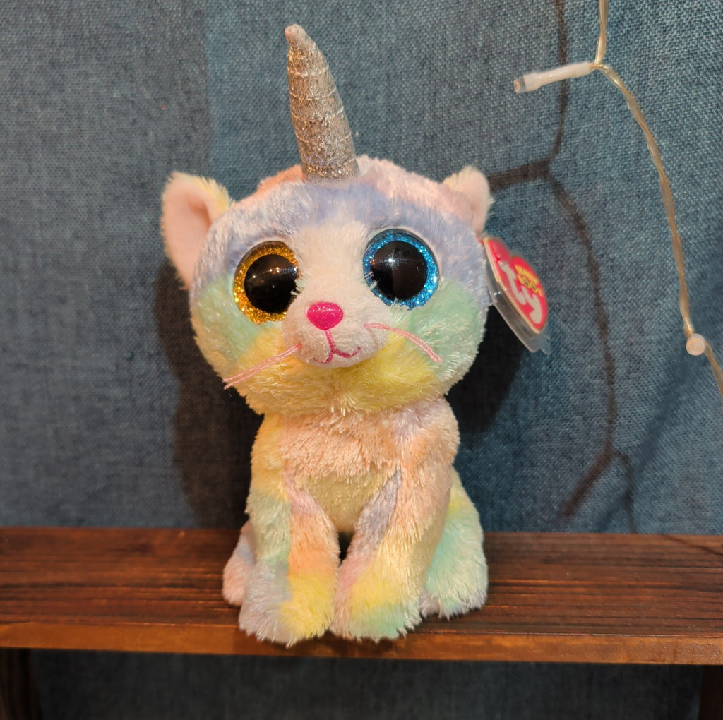 Ty Beanie Boos Heather Uni-Kitty 6" Plush Pastel Rainbow