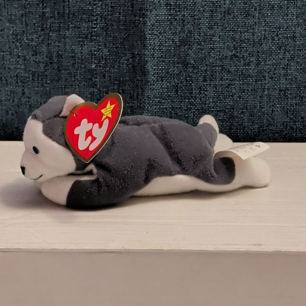 Ty Teenie Beanie Baby Nook the Husky 1999 McDonald's Plush Dog Grey White Tag