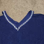 Blue Swim Cover Up Kaftan V-Neck Embroidered Vacation OS