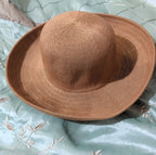 Scala Wide Brim Floppy Sun Hat Brown Acrylic Woven Packable Travel Retro