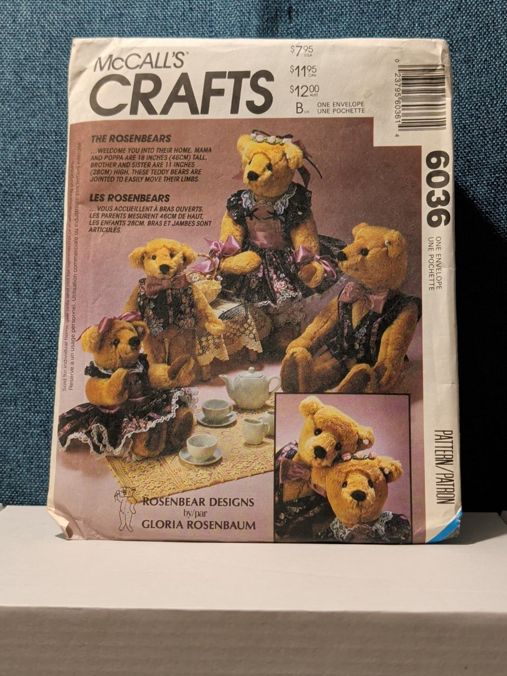 McCall's 6036 Rosenbears Family Pattern 767 1992 Stuffed Bear Clothes UNCUT