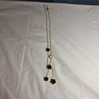 3PC Jewelry Set Black White Gold Tone Necklace Bracelet Earrings