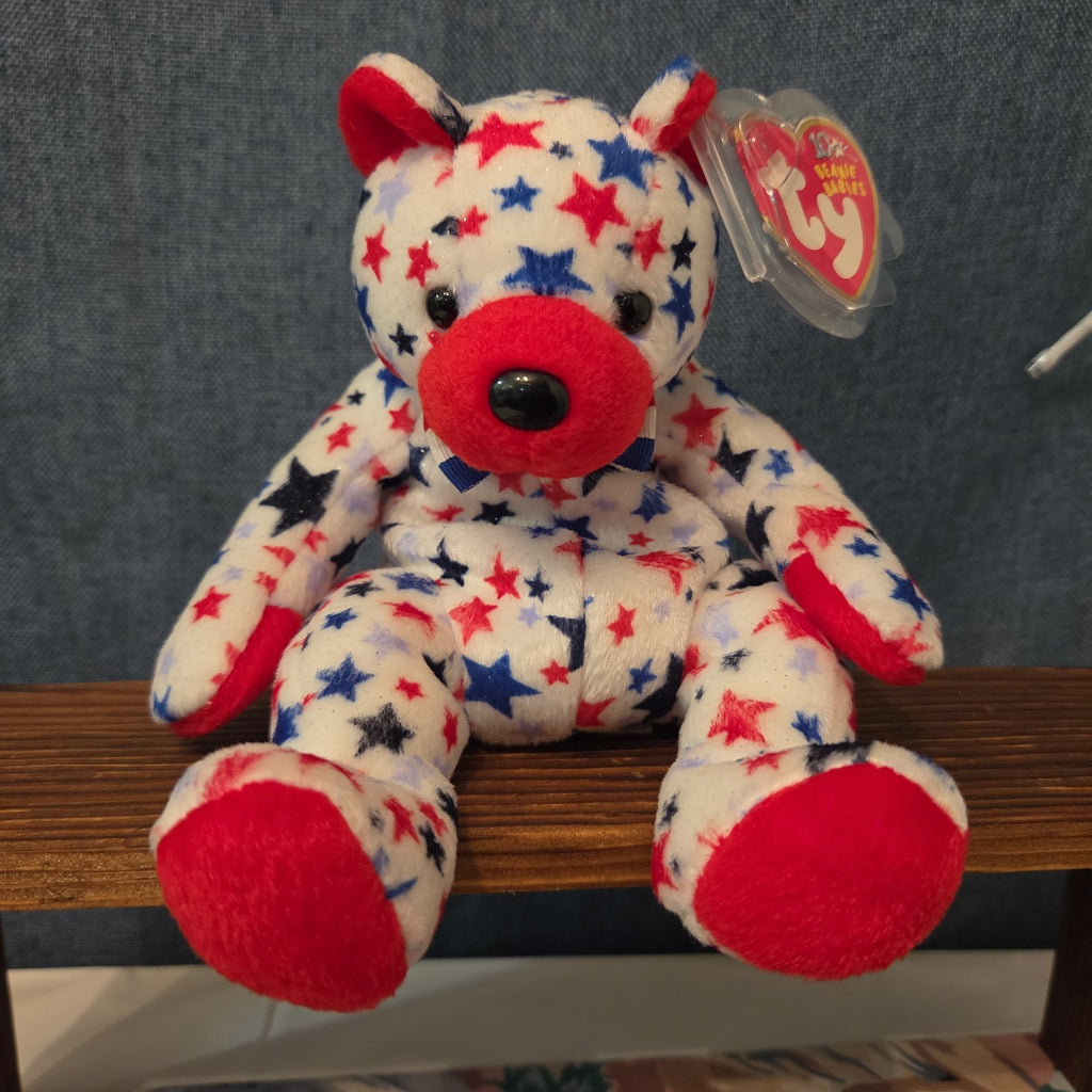 Ty Beanie Baby Red Patriotic Star Bear Plush 2003