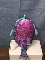 Shimmeez Arlo Narwhal Plush 11" | Reversible Sequin Blue to Purple | Sensory