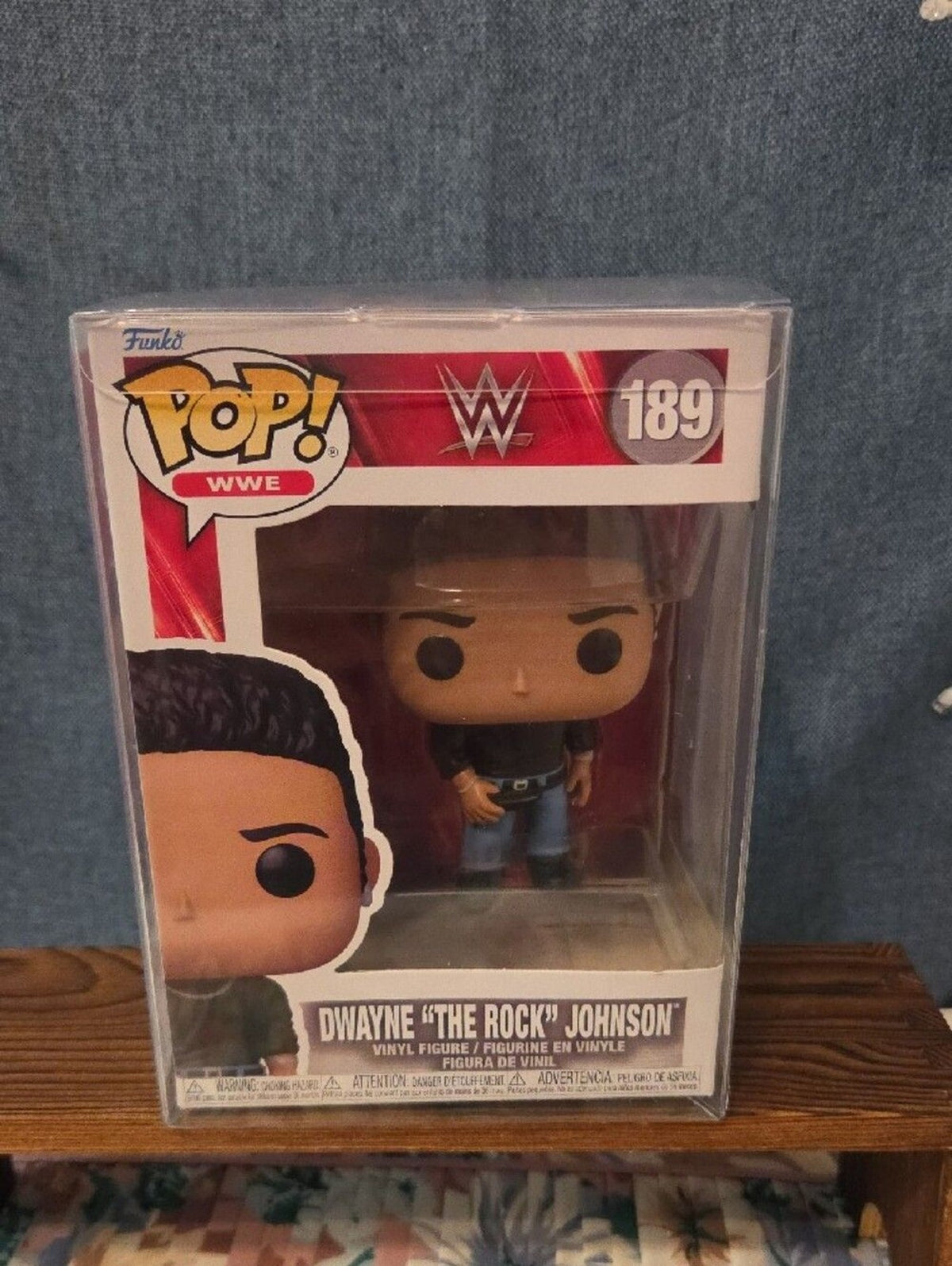 Funko Pop WWE 189 The Rock Dwayne Johnson Black Shirt Vinyl Figure w Protector