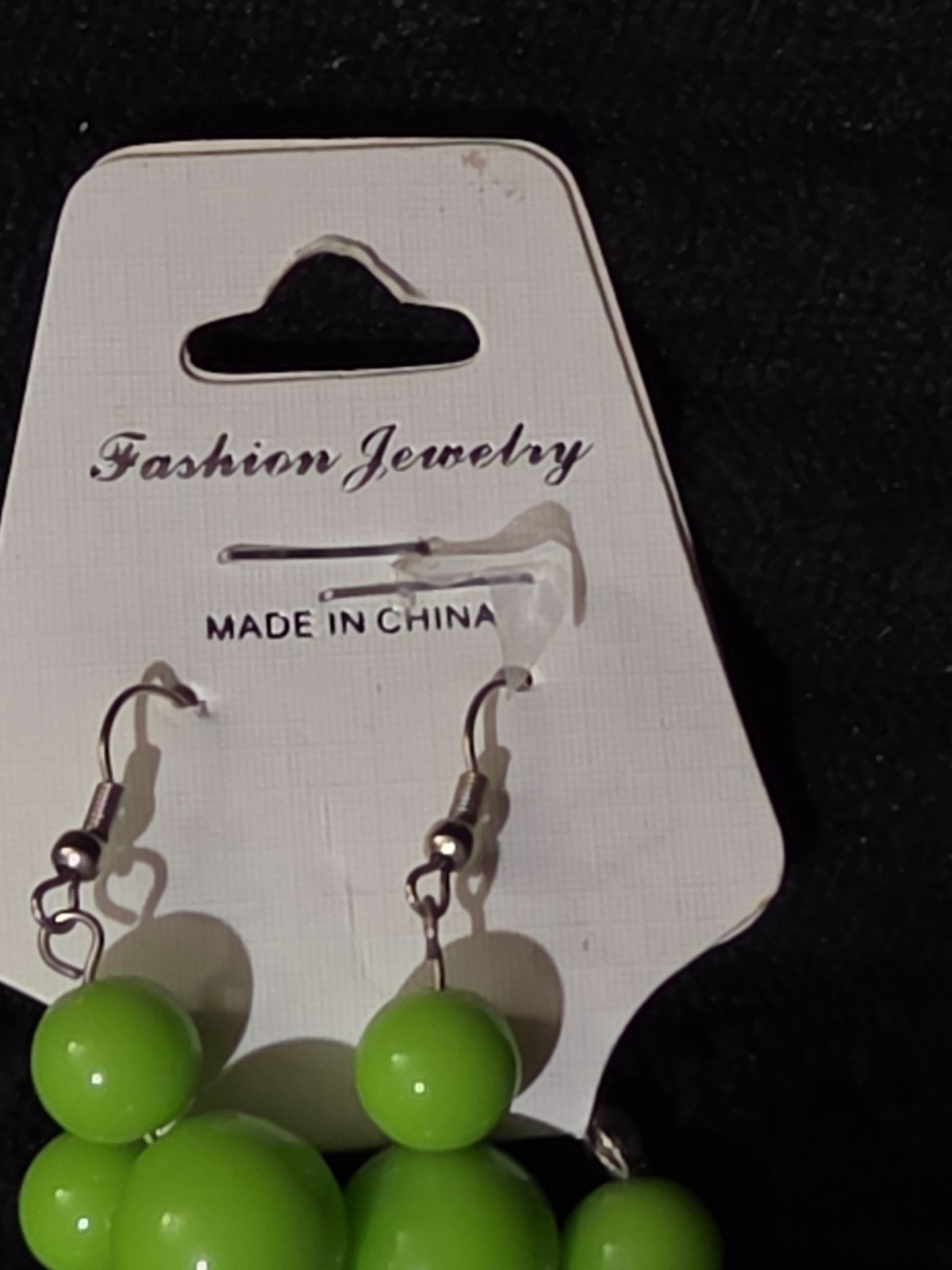 Chunky Bubblegum Bead Necklace Earring Set Green Retro New On Card