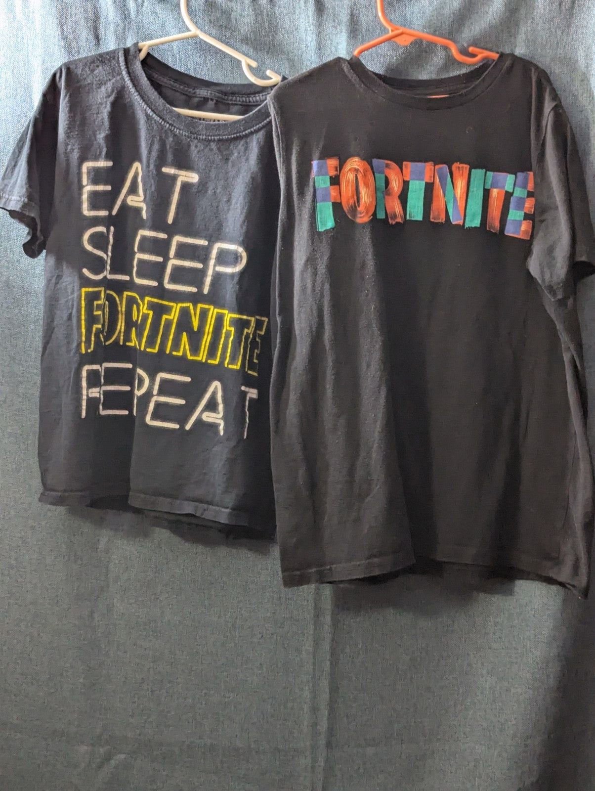 Set Of 2 Fortnite Boys T-Shirts Size L (10-12) Black Graphic Tees Gamer Shirts